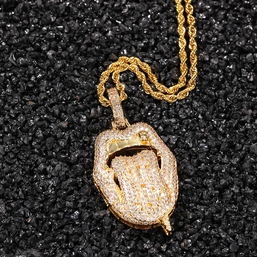 

Hip hop dollar tongue mouth Pendant pet urn chain necklace stainless pendent necklace jewelry