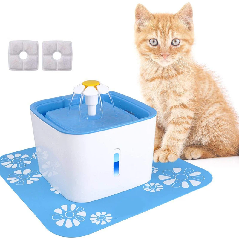 

Pet Water Dispenser with 3 Replacement Filters Automatic Cat Water Fountain Pet Water Fountain with Silicone, Blue