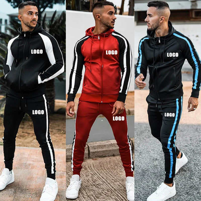 

Custom logo tracksuits sweatsuit men blank private label sweat track suits jogging jogger sets sweatpants and hoodie set for men, 5 colors