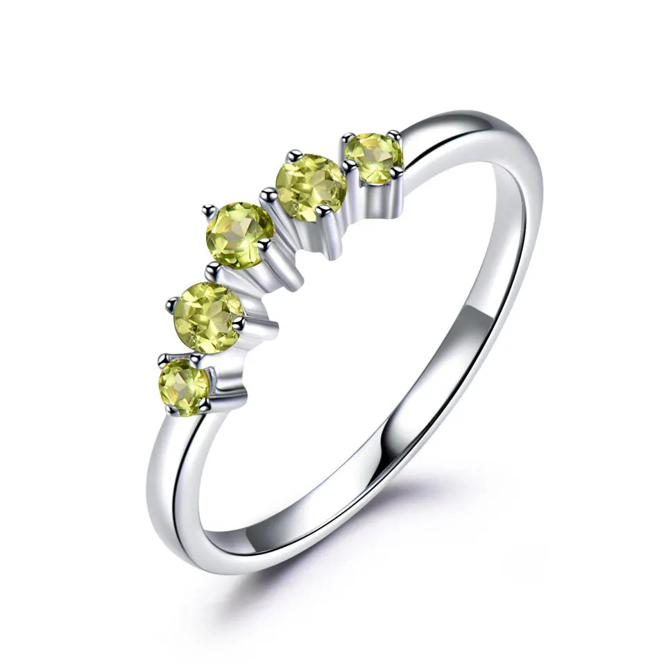 

Drop shopping High Polished Natural Peridot Silver Plated O Ring Inlay with CZ Stone