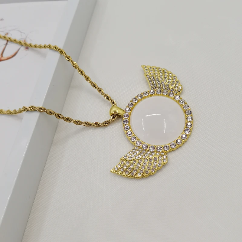 

mother day gifts 2021 angel wing fashion circles oval Cameo Cabochon Crystal Pendant Base for photo jewelry, Silver ,gold .rose gold,black