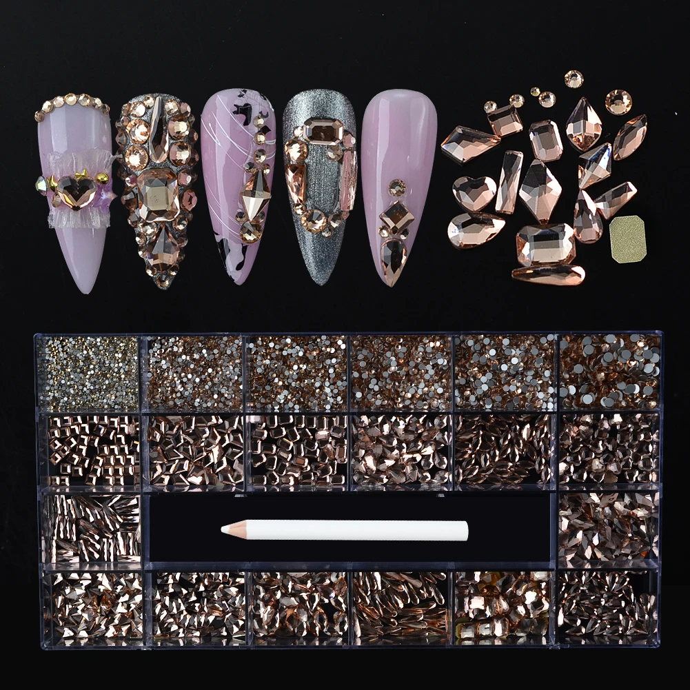 

new arrivals 1000pcs mixed shape Ab Flatback Glass Nail Crystals stone for press on nails rhinestone