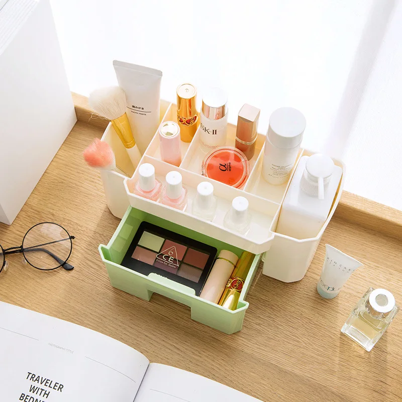 

Cosmetics Storage Box Drawer Type Lipstick Storage Box Makeup and Skin Care Desktop Organizer Box, Pure color
