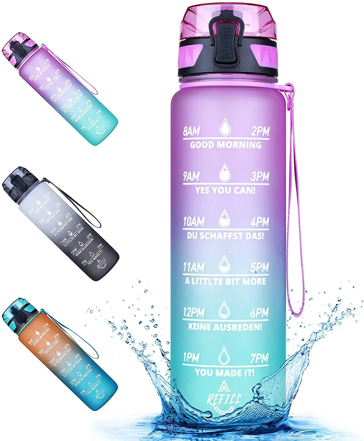 

Wholesale factory supply cheap gradient color water bottle handle designe water bottle