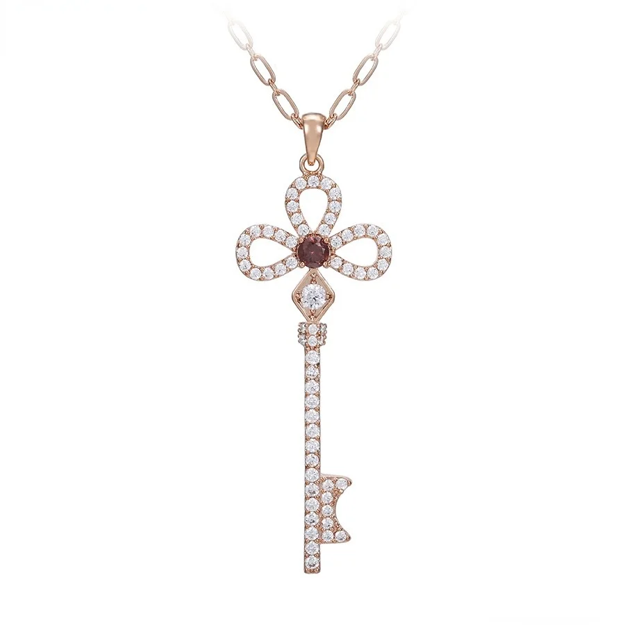 

YMnecklace-01169 Xu ping jewelry Fashionable new exquisite key set diamond light luxury rose gold sweater chain necklace