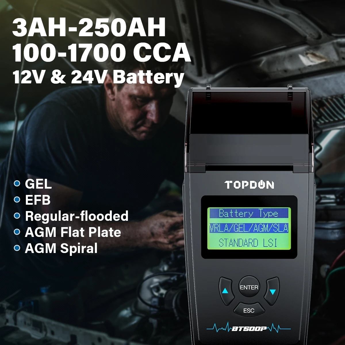 Topdon Bt500p Car Battery Tester With Printer 12v 24v Load Tester Buy Automotive Alternator Tester Car Battery Tester Bacterial Tester Product On Alibaba Com