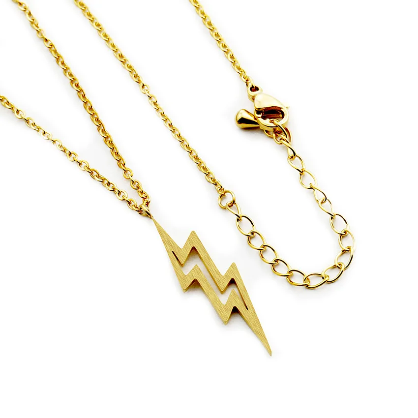 

Wholesale 14k gold plated dainty minimalistic jewelry Lightning Pendant Layered Necklace