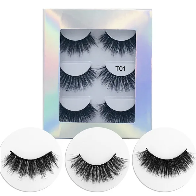 

Cheap Price Wholesale Lashes 3 Pairs synthetic hair false lashes Premium Silk False Eyelash