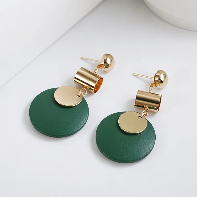 

Korean without ear hole geometric earrings sterling silver circle hanging earrings girls, As pic