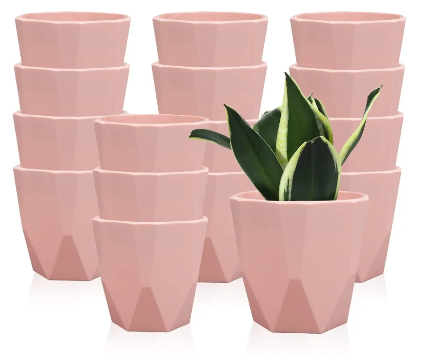 

Round Diamond Pattern Modern Ceramic Garden Flower Pots Pink Succulent Cactus Plant Pots