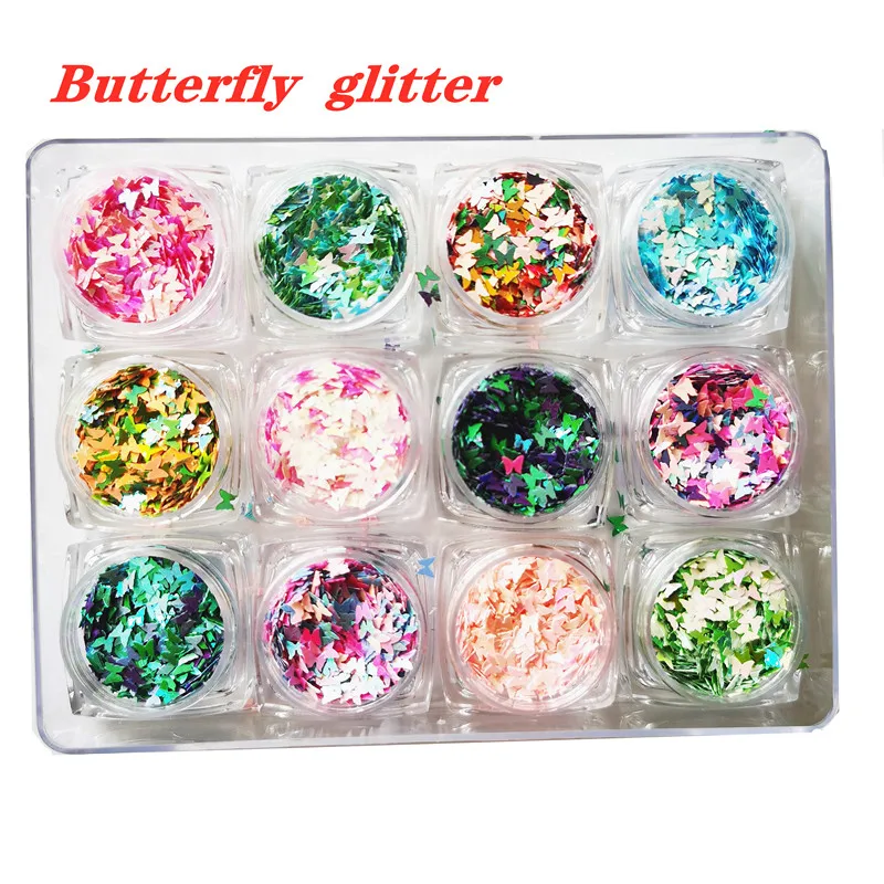 

Hot Selling Products 3mm Colorful Butterfly Nail Art Glitter for Nail Art Decoration