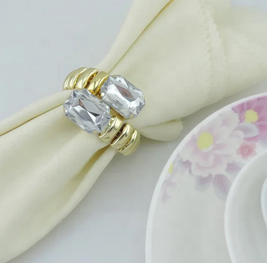 

New Arrival Holiday Supplies Crystal Rhinestone Gold Napkin Ring