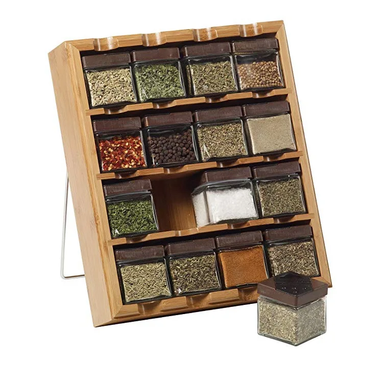 

Bamboo Spice rack set Kamenstein Bamboo Inspirations Spice Rack with Leaf Labels, 16-Cube bamboo pot holder, Natural bamboo color