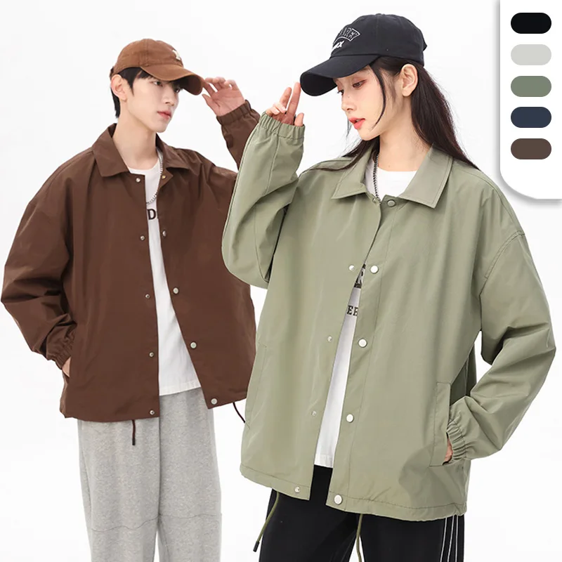 Drop Shipping Custom Brand Unisex Plus Size Low MOQ Windbreaker Spring Jacket Loose Design Plain Coach Jackets