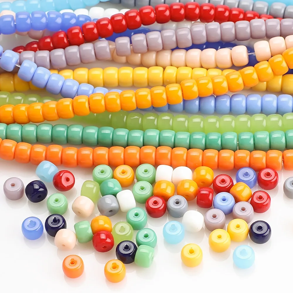 

8*10mm Frosted barrel beads Flat Cylindrical Beads DIY Handmade Earrings Accessories Loose Beads for Jewelry Making, Multi