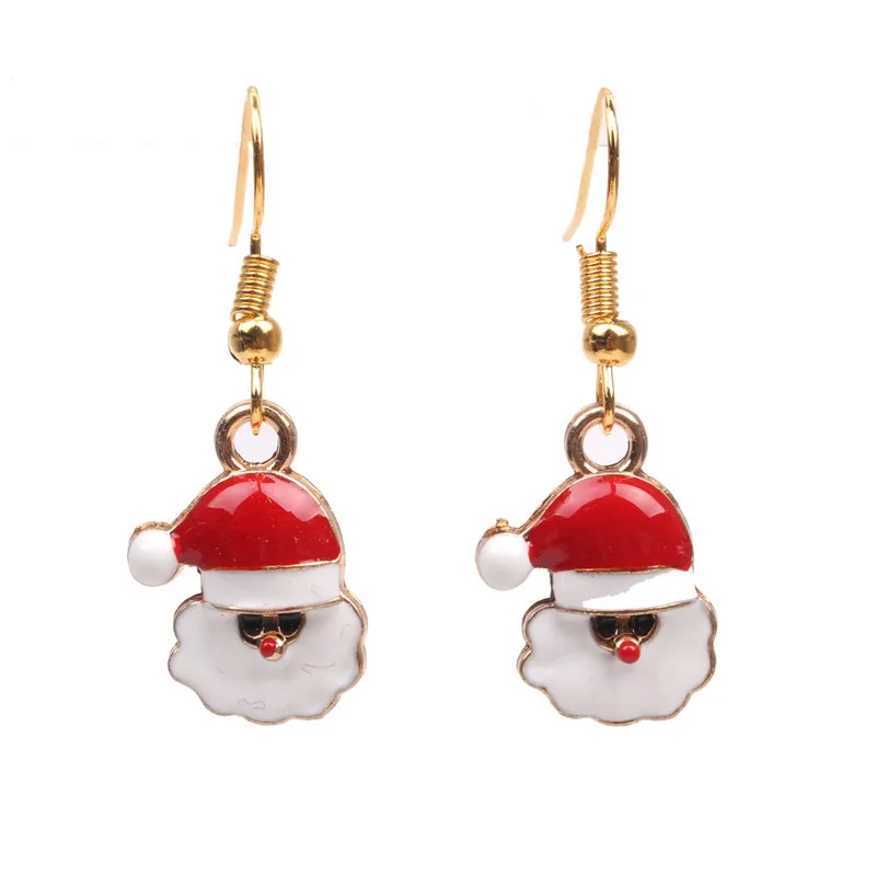 

2021 popular alloy oil dripping Snowman bell Earrings Santa Claus Christmas Tree Earrings fashion jewelry christmas earrings