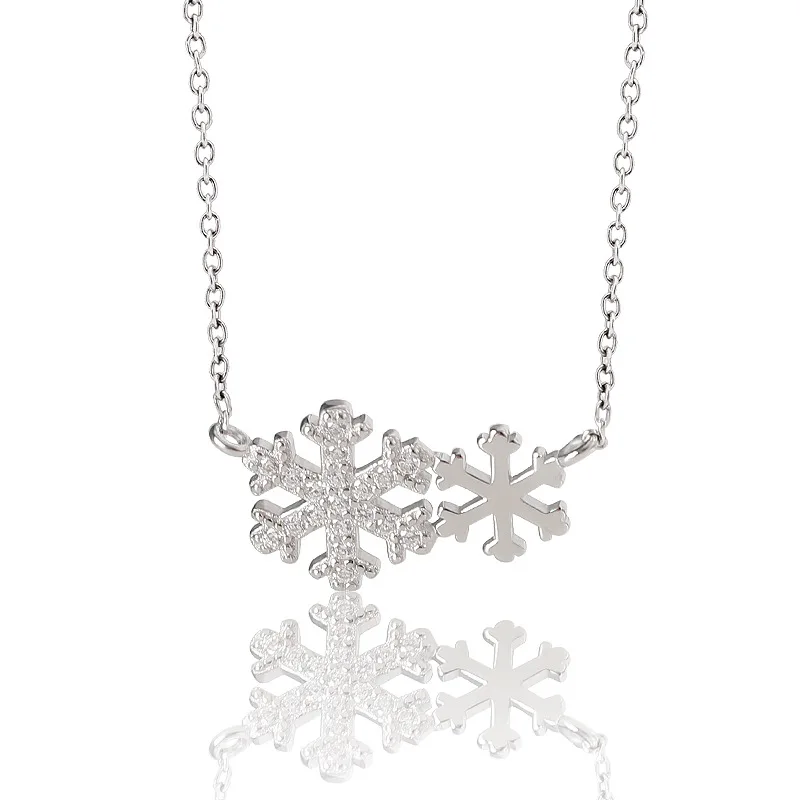 

Sterling Silver Necklace Female Snowflake Christmas Clavicle Chain European And American Pendant