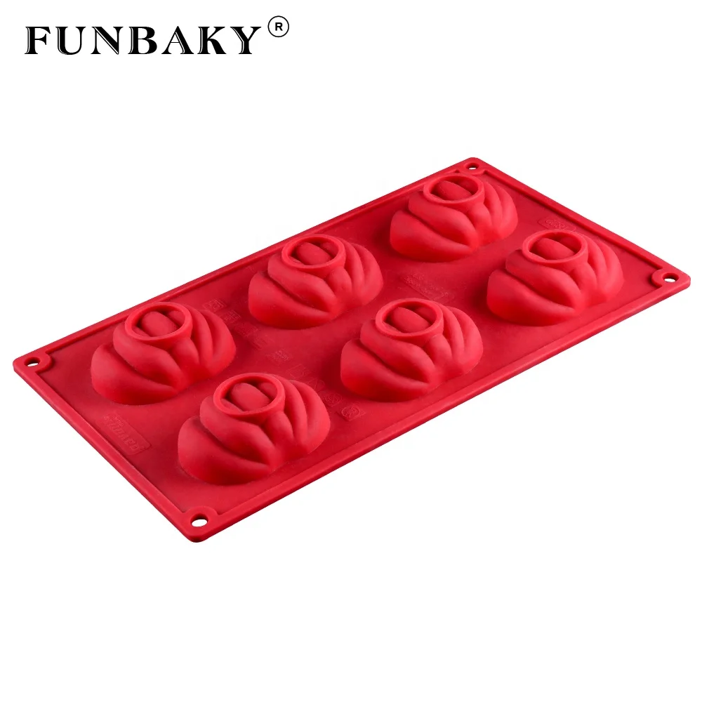 

FUNBAKY JSC1822 Food grade 6 cavity cake decorating tool round pumpkin shape cake mold silicone home bakeware kits cookies mold, Customized color