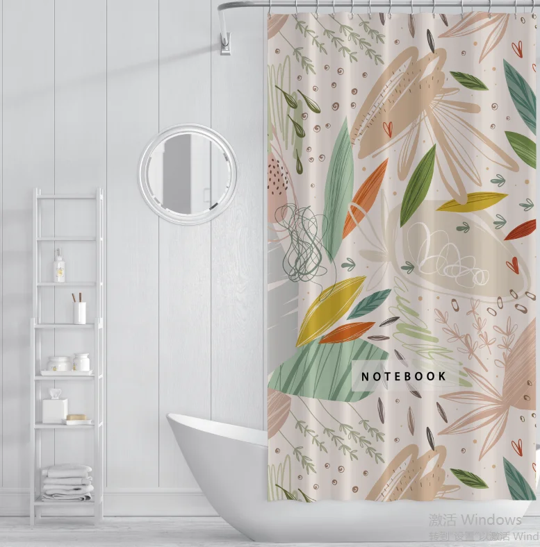 

Eco friendly printable scenery shower curtain wholesale for home use, 3d digital print