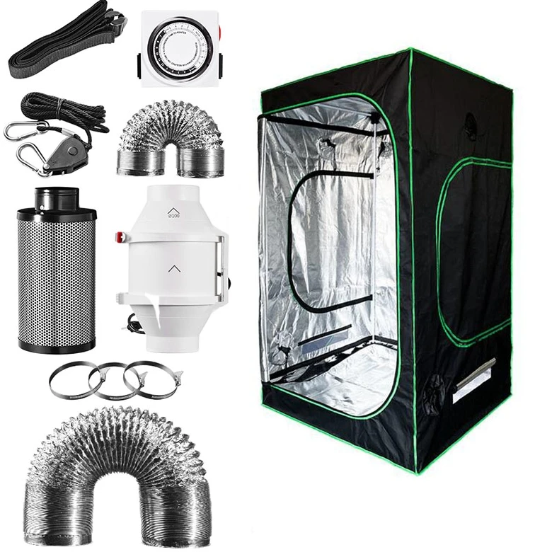 

120x120x200cm Dropshipping 600D Indoor plant growth tent with air exchange system accessories and thermometer