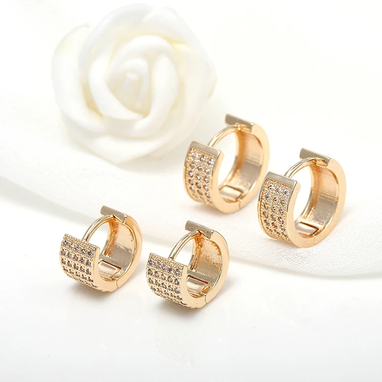 

Wholesale Simple Round Design 14K Gold Plated Thick Circle Hoop Earrings Huggie Earrings