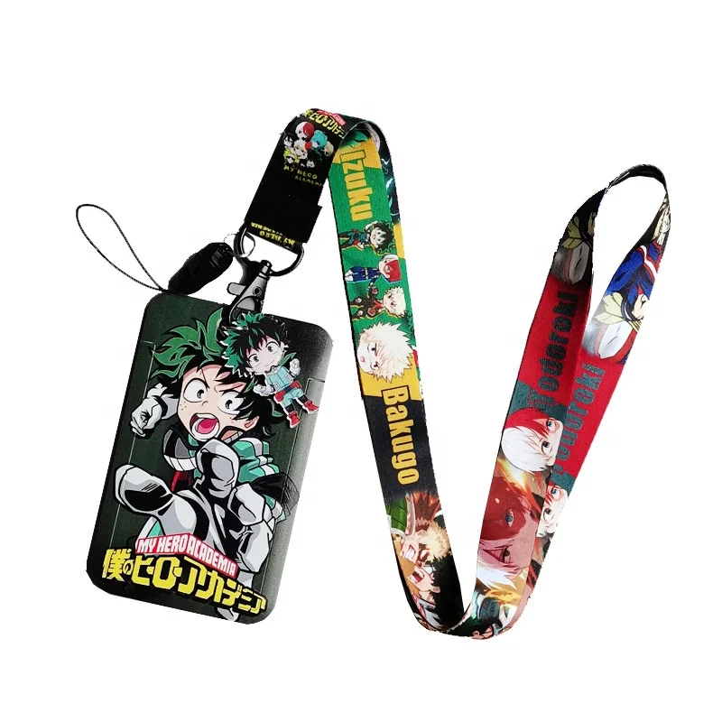 

My Hero Academia Anime Cartoon Pattern Lanyard Card Holders For Promotion Gifts Bus School ID Credit Card Holder