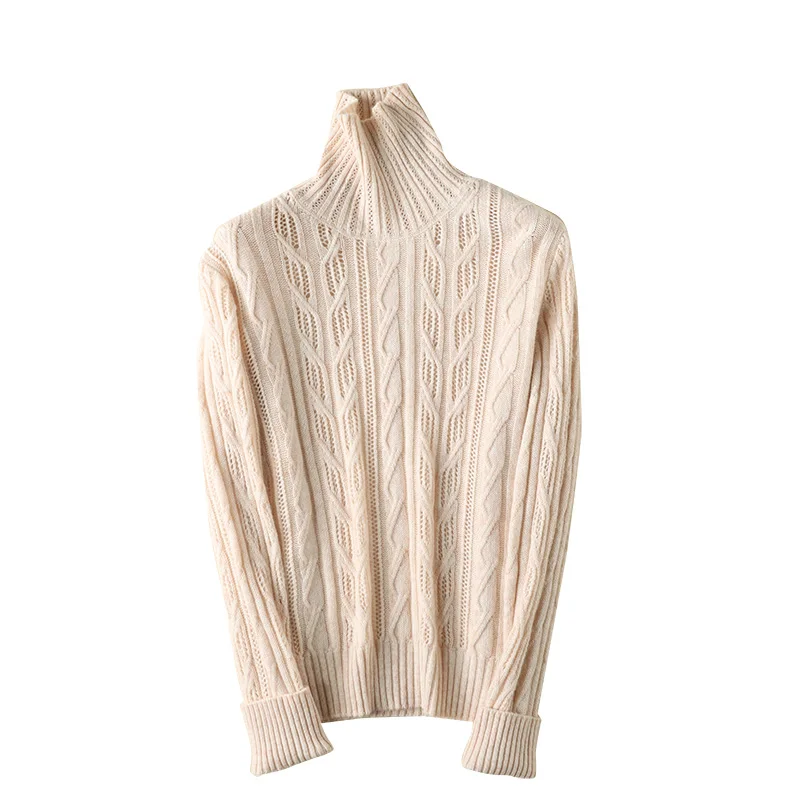

2021 Popular Winter Spring Ladies Turtleneck Knit Crops 35% Wool Viscose Women Sweaters Winter