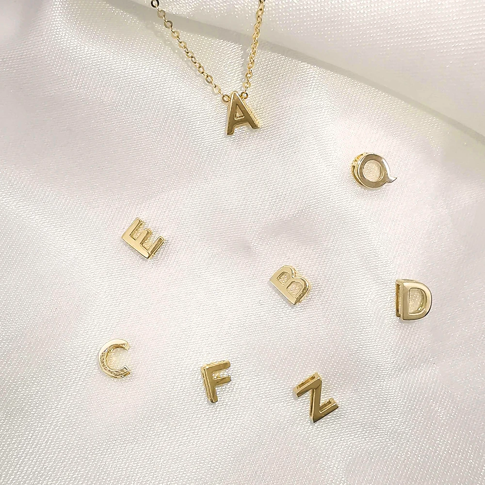 

Personalized Wholesale Custom Jewelry Alphabet Gold Necklace Letter Pendant Necklace 9K 14K 18K Women Jewelry