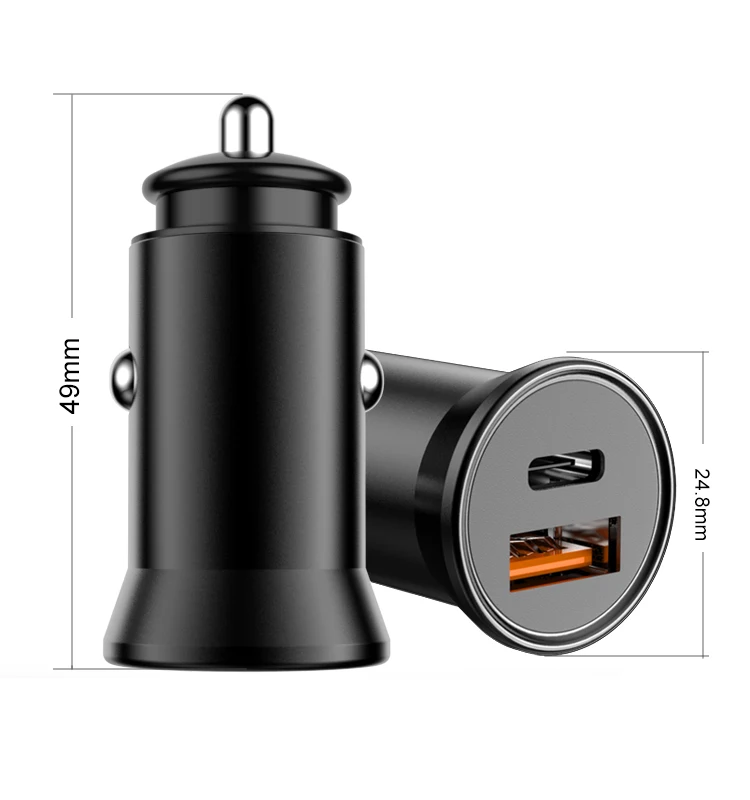 

USB Car Charger Quick Charge 4.0 QC4.0 QC3.0 QC SCP 5A PD Type C 30W Fast Car USB Charger For iPhone Xiaomi Mobile Phone, Black/white