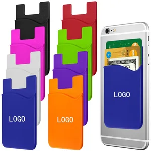 Multi color silicone 3m sticky adhesive smart phone wallet pouch card holder