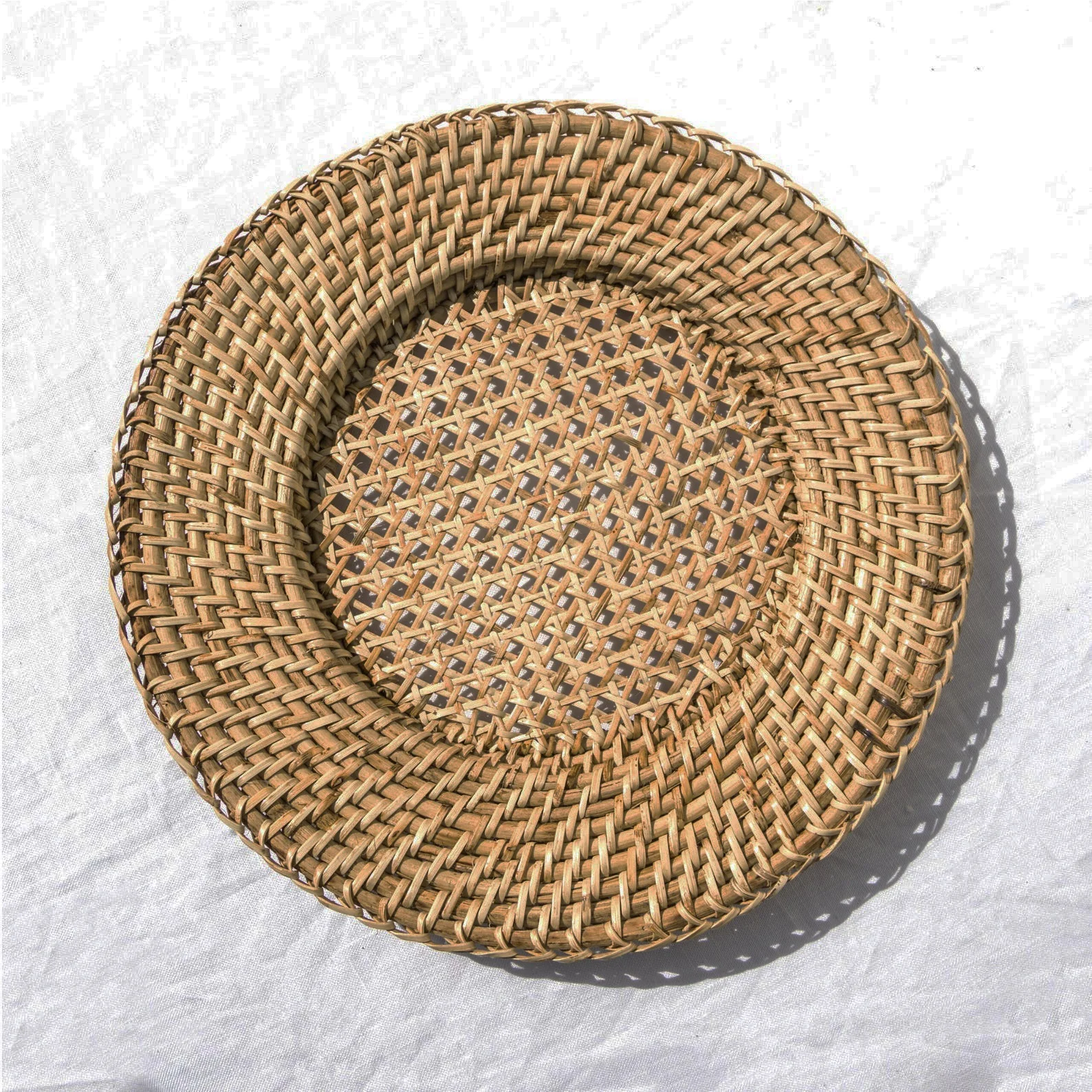 

Lydia Round Wicker Woven Rattan Placemats, Straw