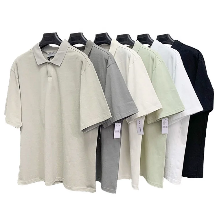 

Summer New streetwear 100% cotton unisex plain oversized polo T shirt half sleeve turn down collar plus size mens polo shirt