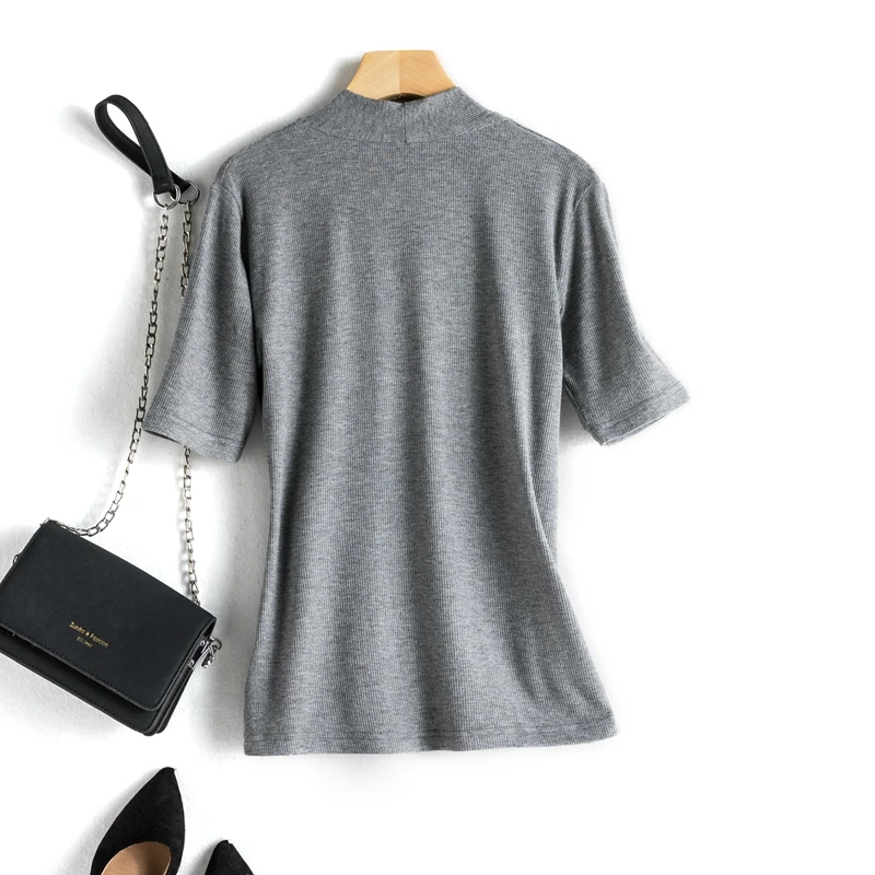 夏季女装休闲适合 v领短袖平袖棉短时尚 t恤