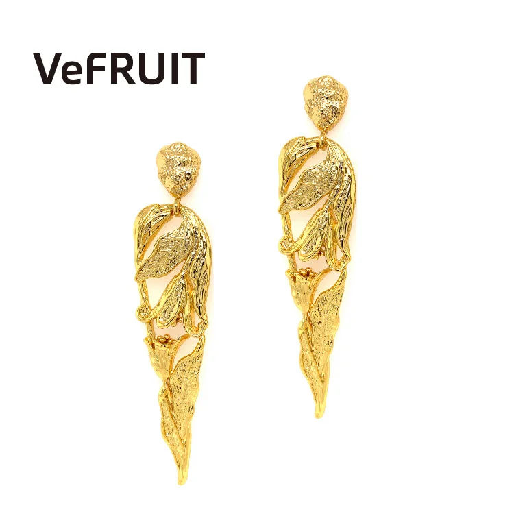 

VeFruit 18k gold plated dangle drop long earrings Dionysus garden earrings women fashion accessories private label trendy design