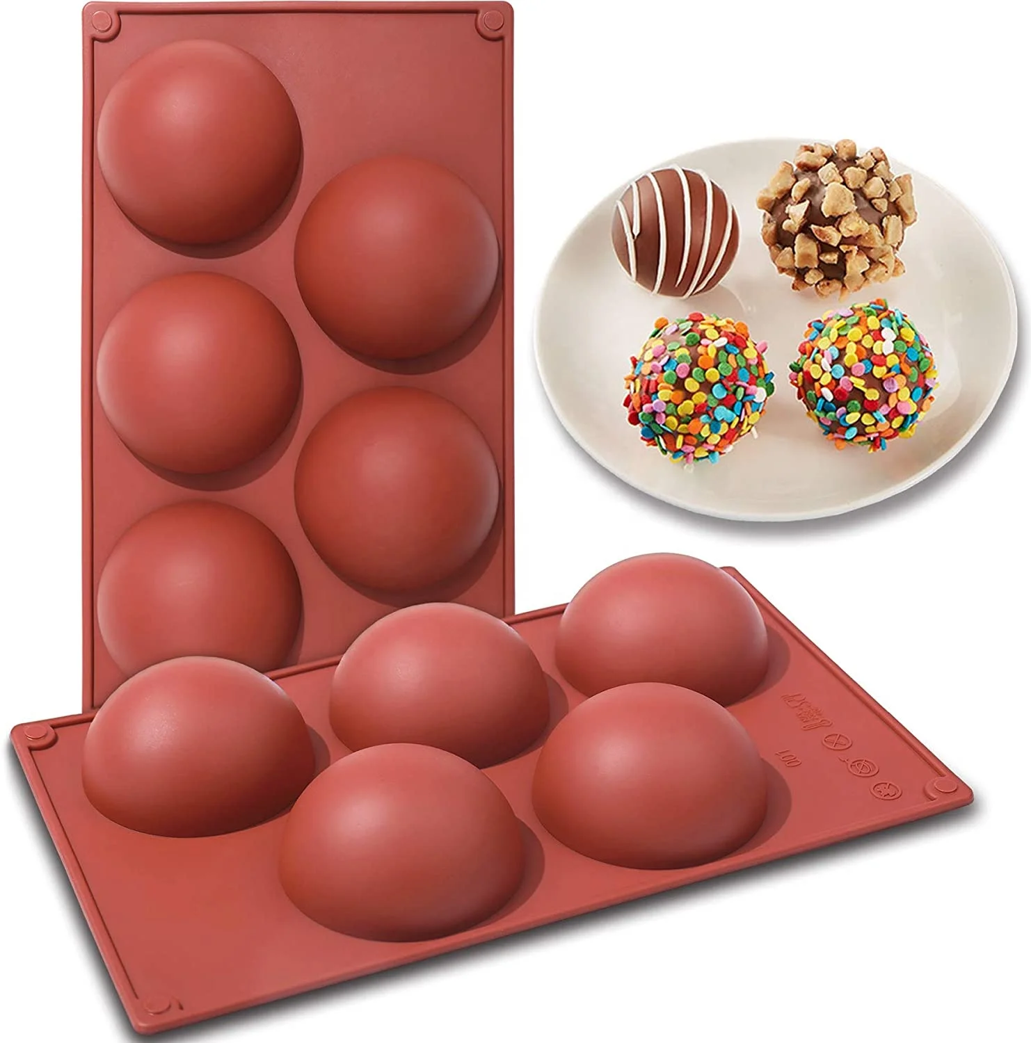

Extra Large 5-Cavity Hemisphere Mold Semi Half Sphere Diy Silicone Mold For Making Hot Chocolate Bomb