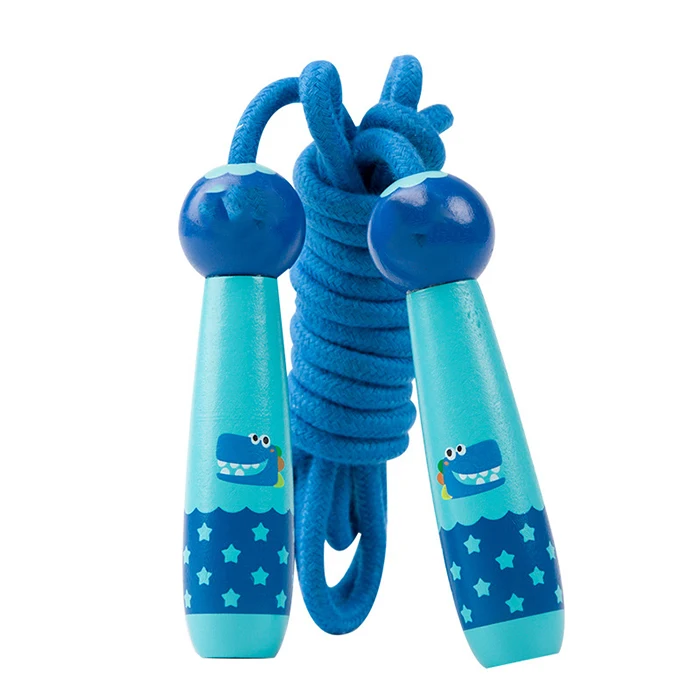 

Wood handle cotton jump rope skipping children training adjust jump rope for kids