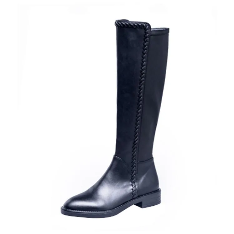 

Hot selling winter warm women's military black boots leather designer long boots women army shoe