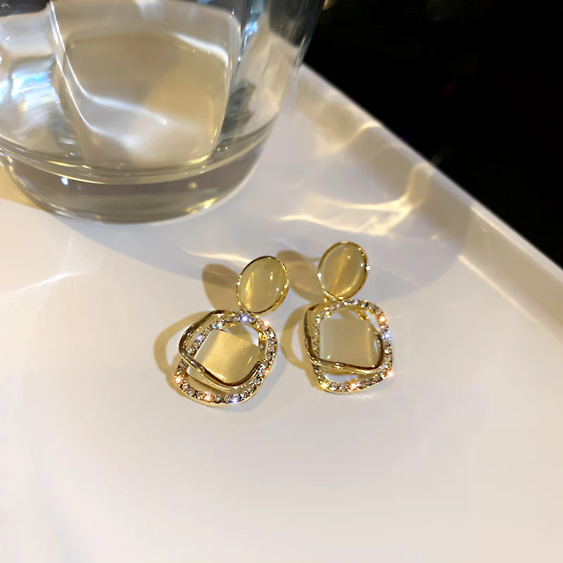 

trendy fashion women opal drop earrings