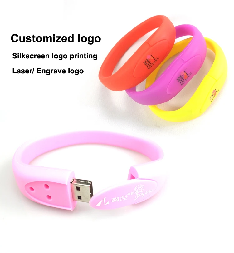 Free Design Bracelet Pendrive 8GB OEM PVC Wristband USB Flash Drives for Promotional Gift - ANKUX.COM