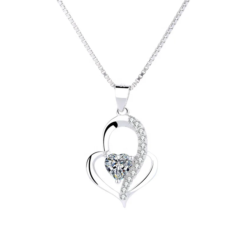 

Sapphire With Crystal Heart-shaped Pendant 925 Sterling Silver Jewellery Making Supplies, White, blue