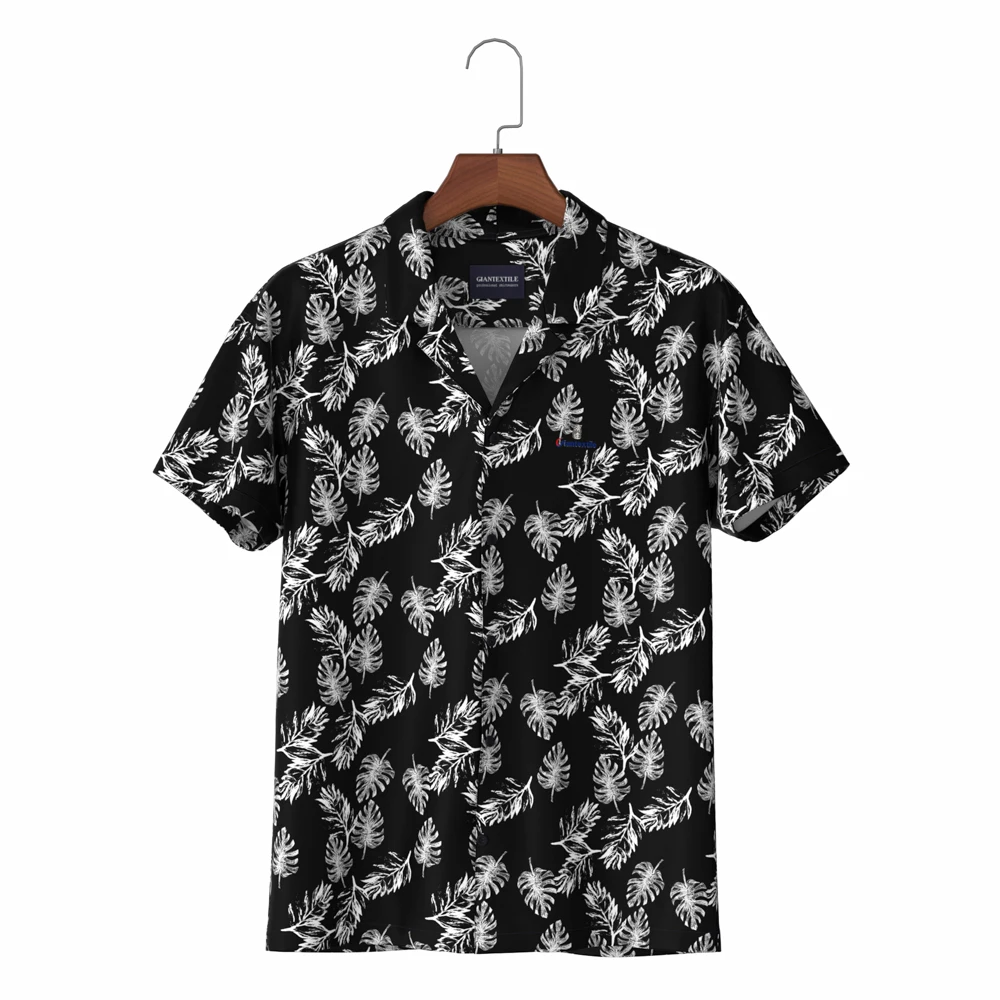 

Landscape print Slim Fit Hawaiian Men's Shirt with 100% Cotton Camisa de camisa Hawaii Collar Casual Shirt