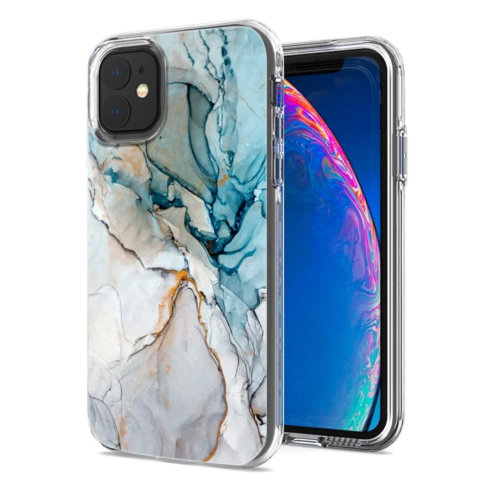 

Luxury Sparkle Translucent Clear Agate Marble Graphic Print Soft Case for Girls Women Shockproof Slim TPU Cover for iPhone 11