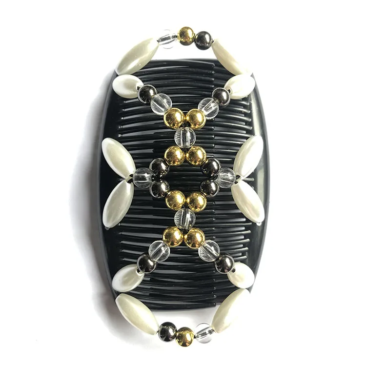 

Hot Selling Women's Fashion Magic Elastic Double Beaded Hair Accessories Clip Comb, Any color is available