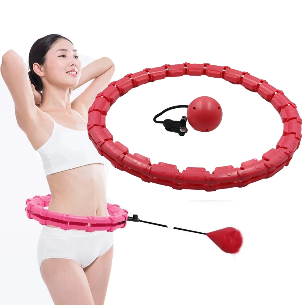 

Smart 24 Section Adjustable Sport Hoops Abdominal Thin Waist Exercise Detachable Hula Massage Fitness Hoops Training Weight Loss, Red/purple/blue
