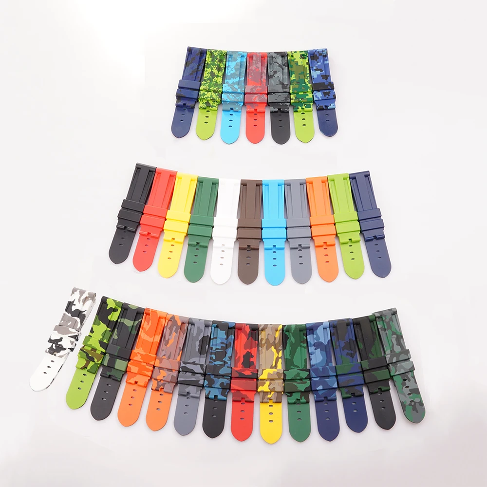 

Multiple Black Blue color Waterproof Silicone Rubber Replacement Wrist Watch Band strap For Panerai Iwatch Samsung