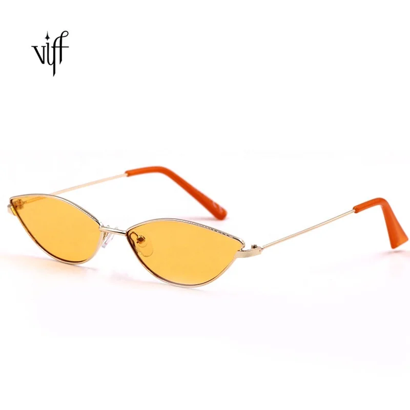 

VIFF Popular Trendy Sun Glasses for Women HM18095 Small Cateye Shape Fashion Yellow Lenses Sunglasses for 2020