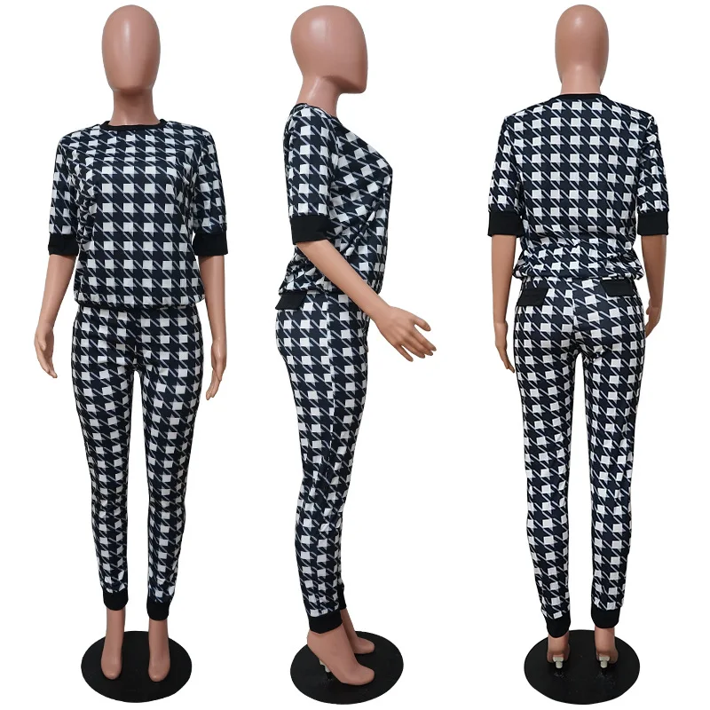 

Fashion Checkerboard winter Casual Dresses two pieces women clothing sexy