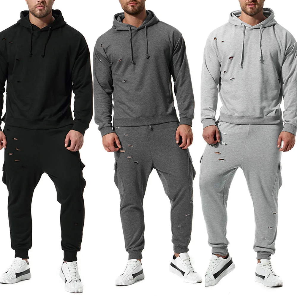 Long Sleeve Hoodie Mens Track Suit Men Sweat Shirt men joggers set