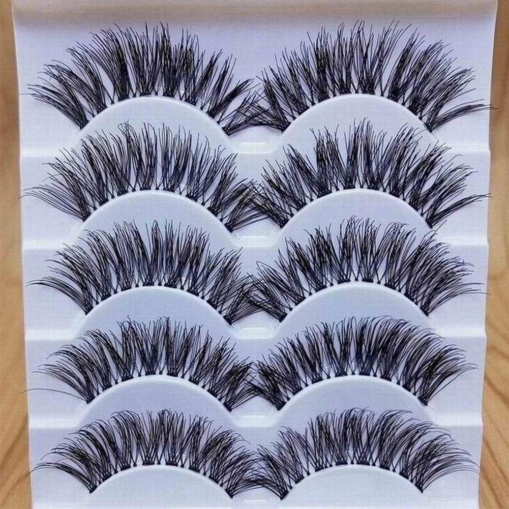 

5 Pairs 3D Mink Hair False Eye Lashes Wispy Makeup Handmade Thick Natural Cross Long False Eyelashes Eye Makeup Beauty Extension