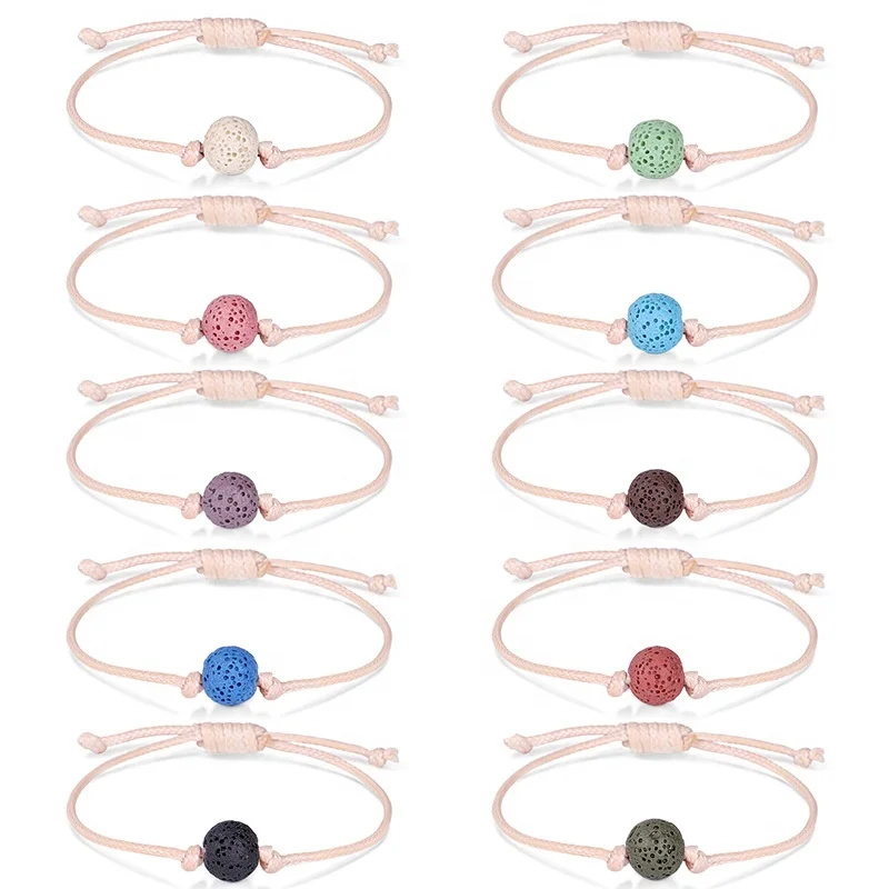 

Braided Colorful Lava Stone Beaded Essential Oil Diffuser Bracelet Charm Yoga Friendship Bracelet for Women Jewelry